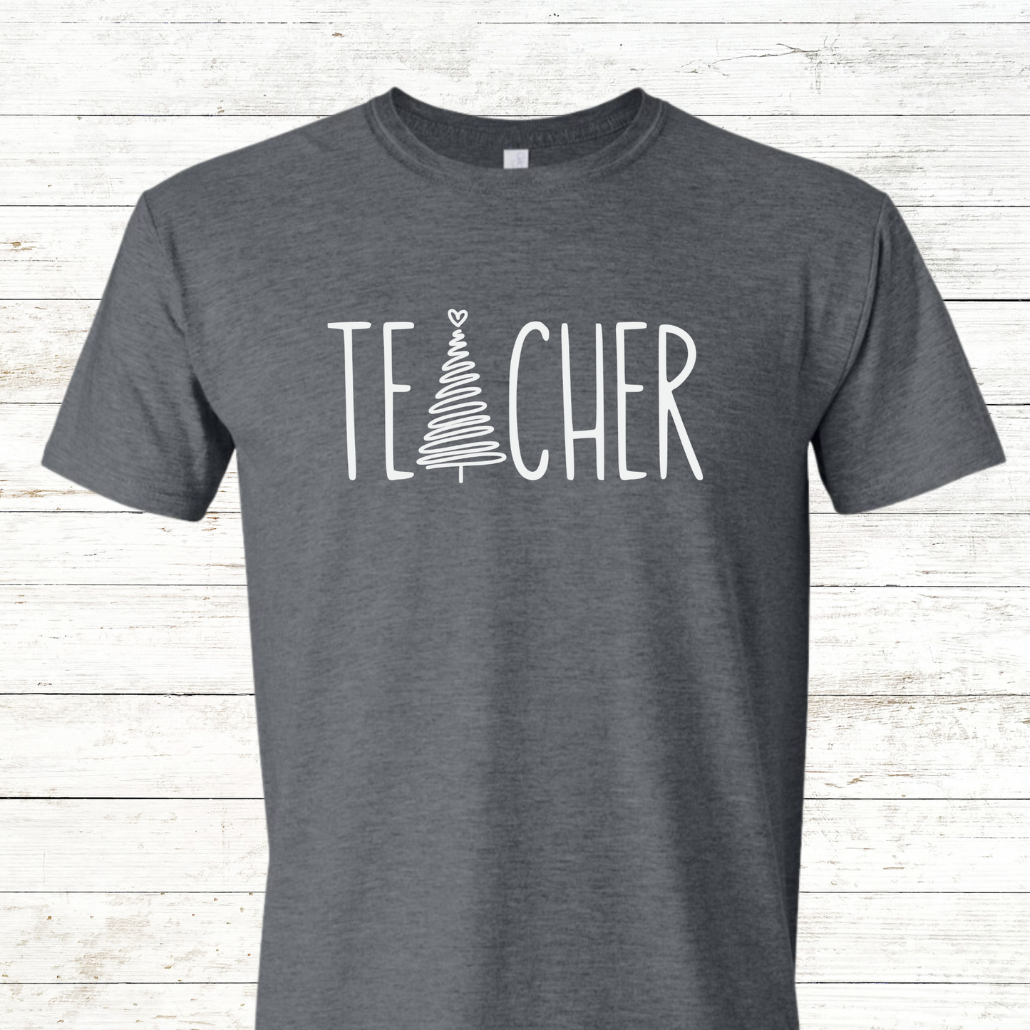 Teacher Christmas Tree - Adult Crewneck Tee