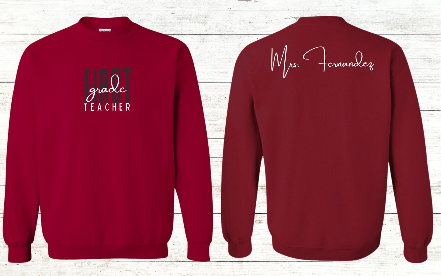 Grade Level Teacher Sweatshirt - Personalized on back