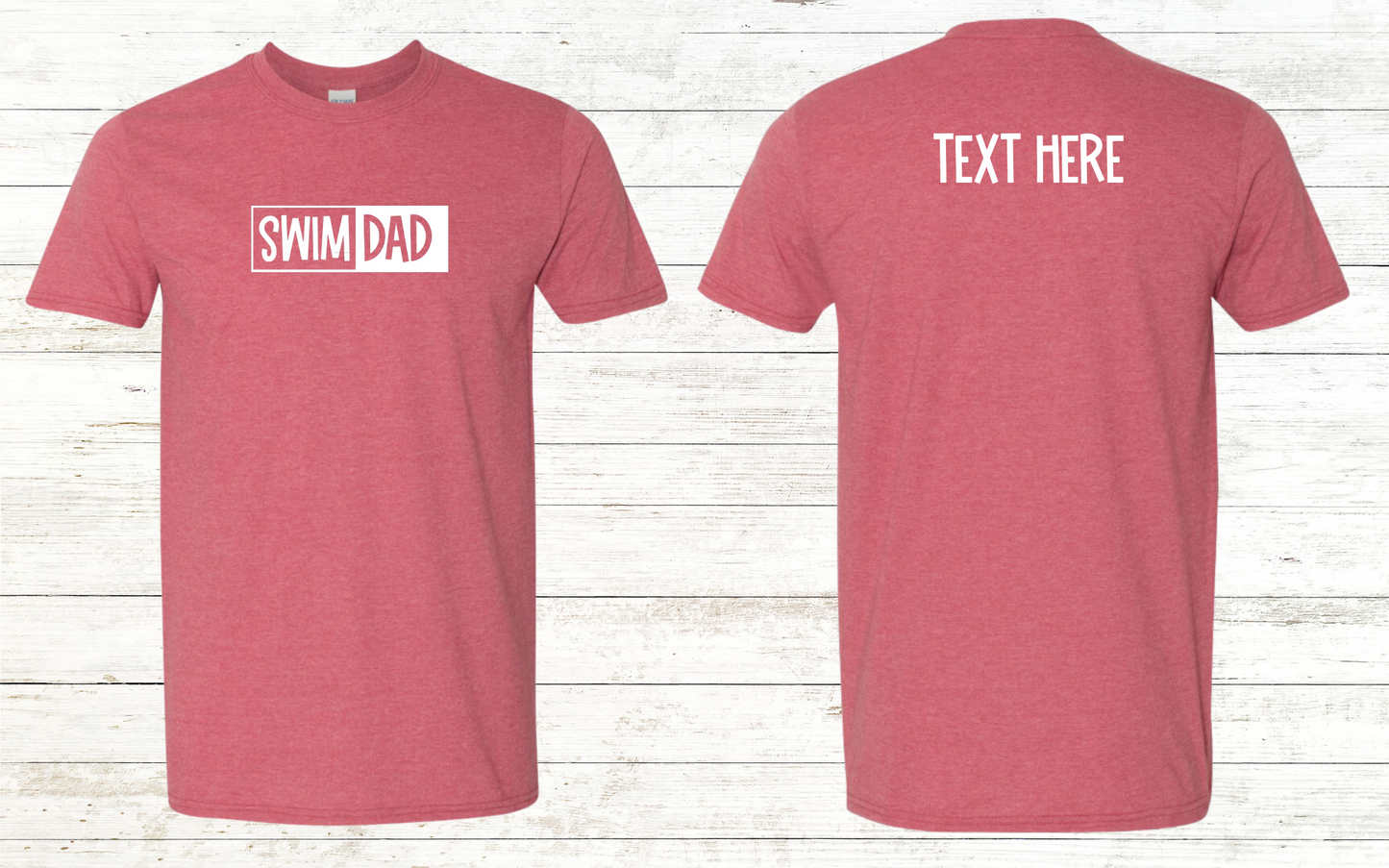 Swim Dad - White Text - Adult Crewneck Tee