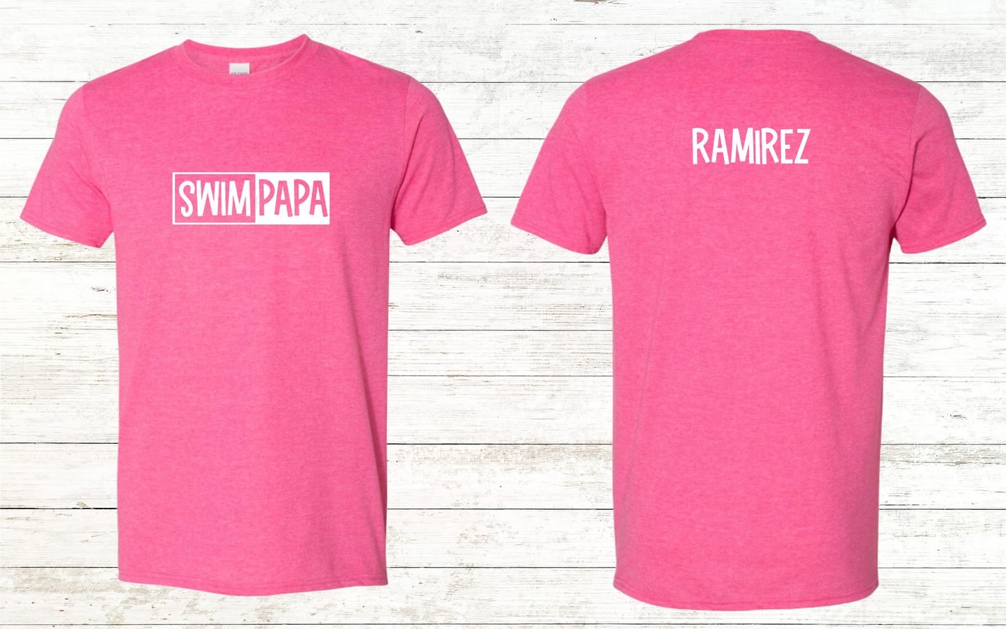 Swim Papa - White Text - Adult Crewneck Tee