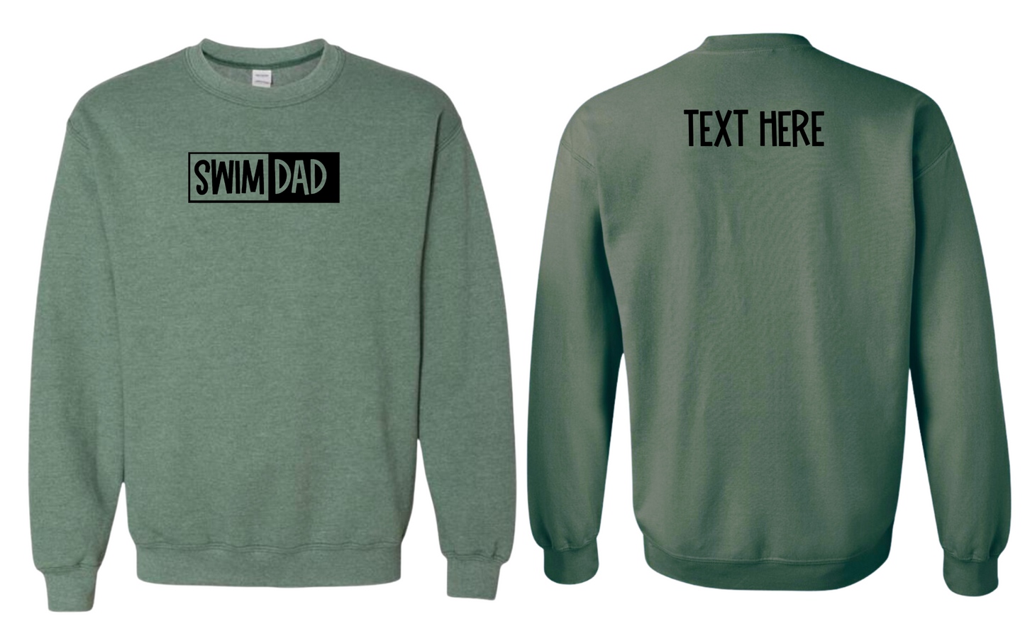 Swim Dad - Black Text - Adult Sweatshirt - Personalized on back