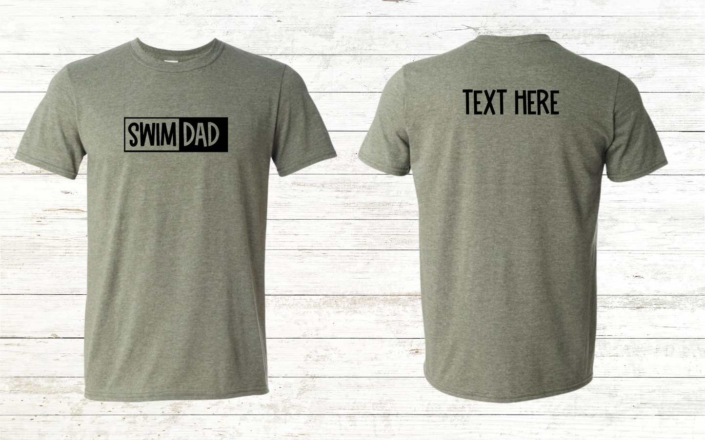 Swim Dad - Black Text - Adult Crewneck Tee