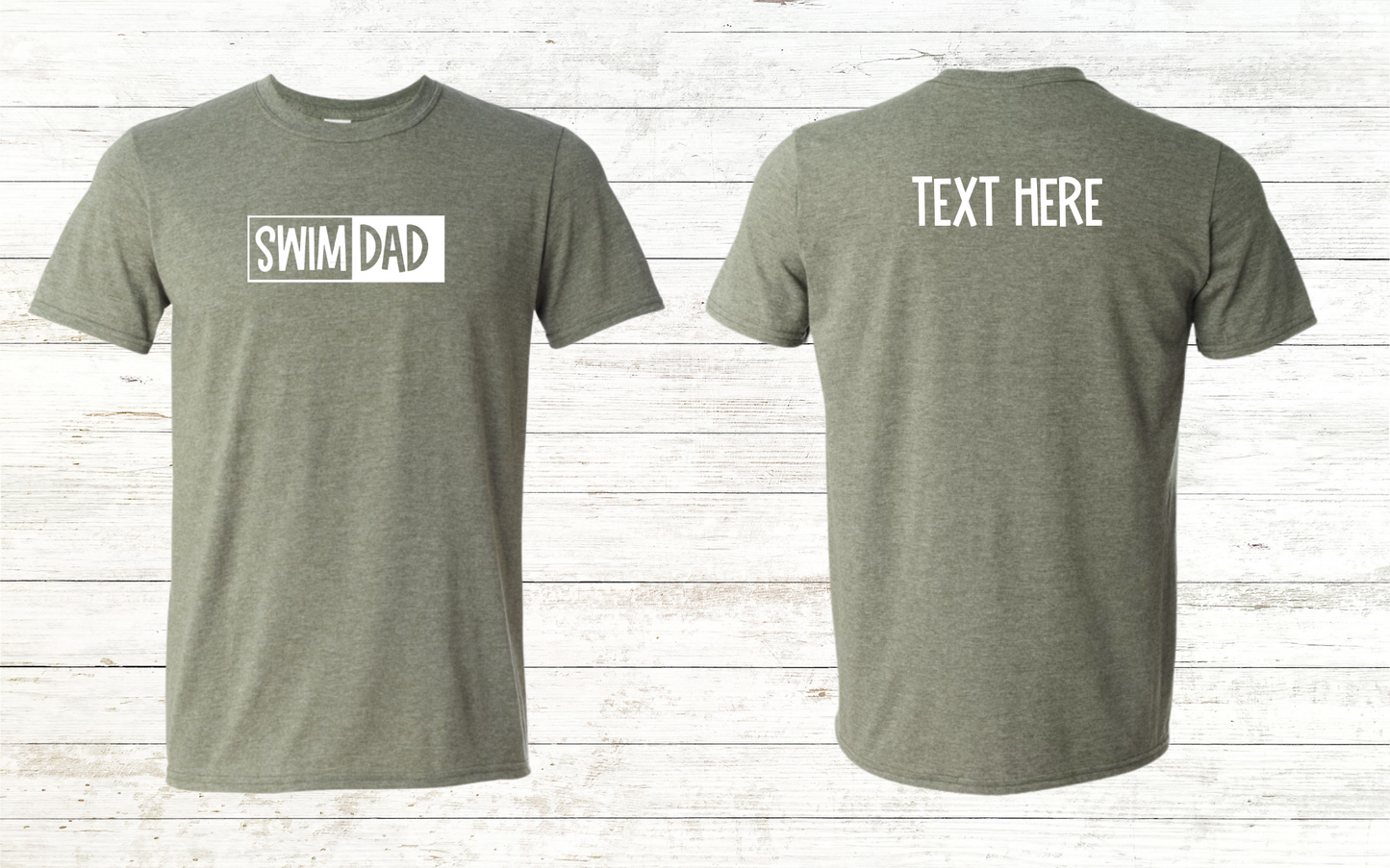 Swim Dad - White Text - Adult Crewneck Tee