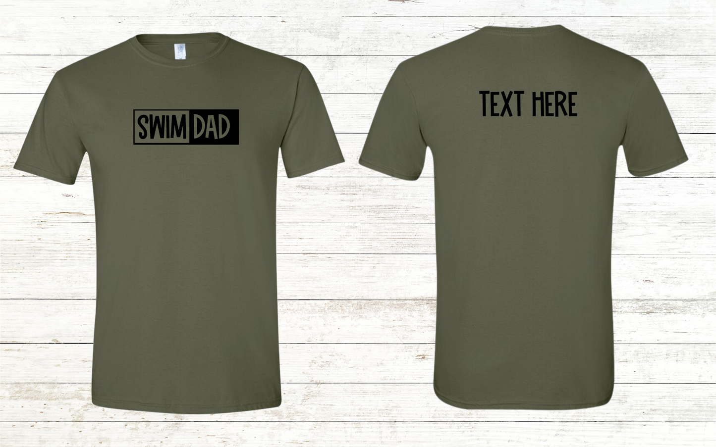 Swim Dad - Black Text - Adult Crewneck Tee