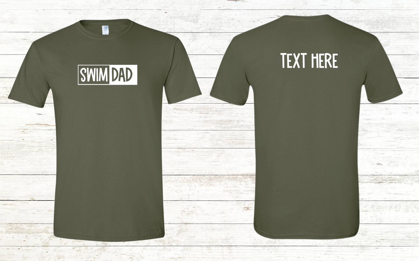 Swim Dad - White Text - Adult Crewneck Tee