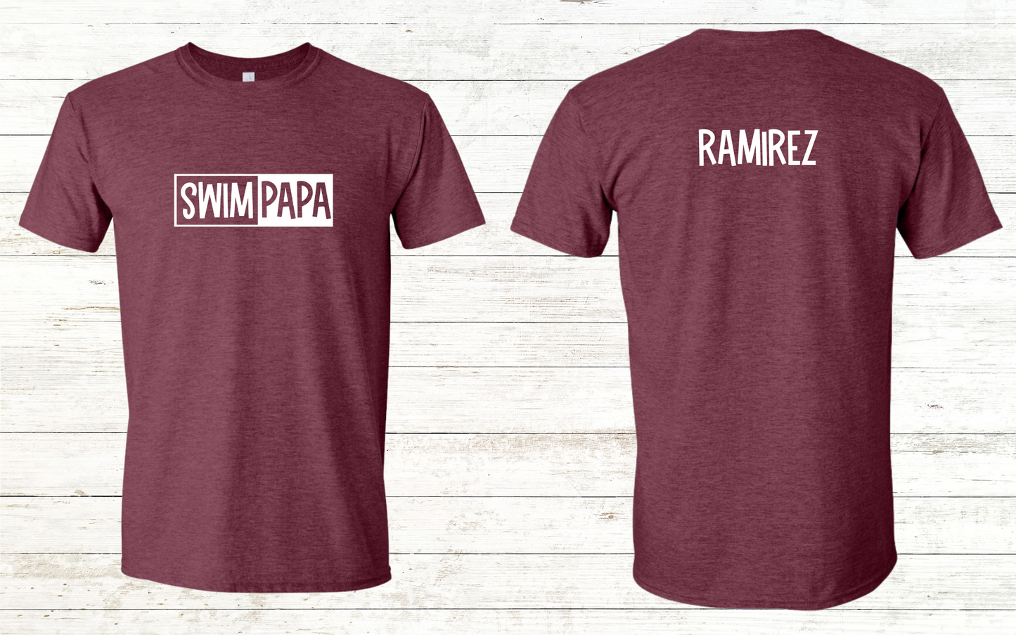 Swim Papa - White Text - Adult Crewneck Tee