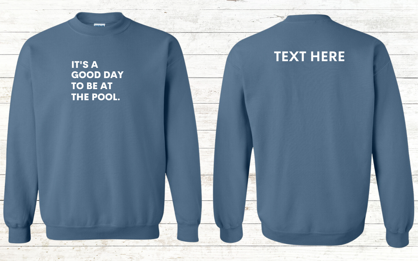 It's is a good day to be at the pool. Swimmer Sweatshirt - Personalized