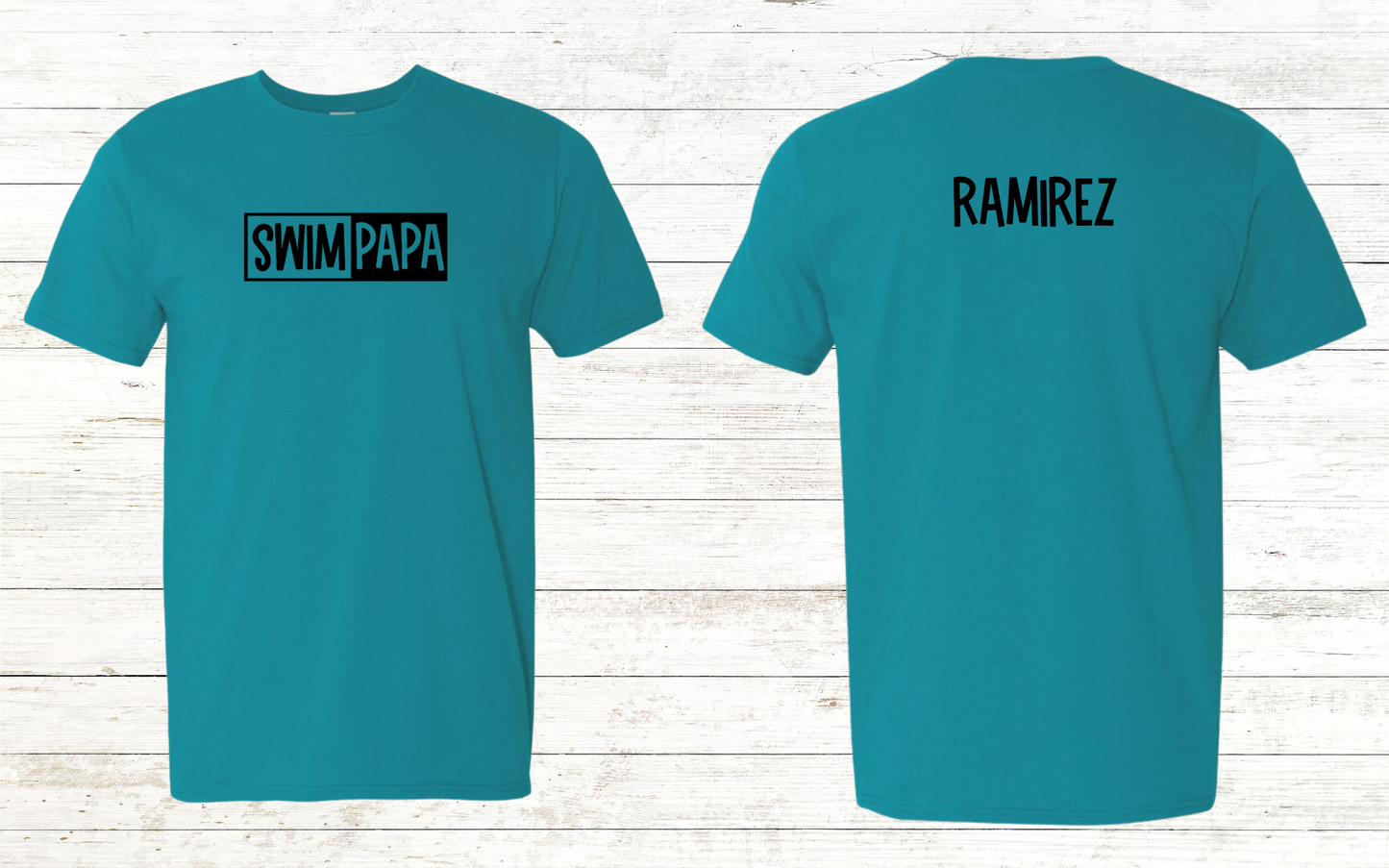 Swim Papa - Black Text - Adult Crewneck Tee