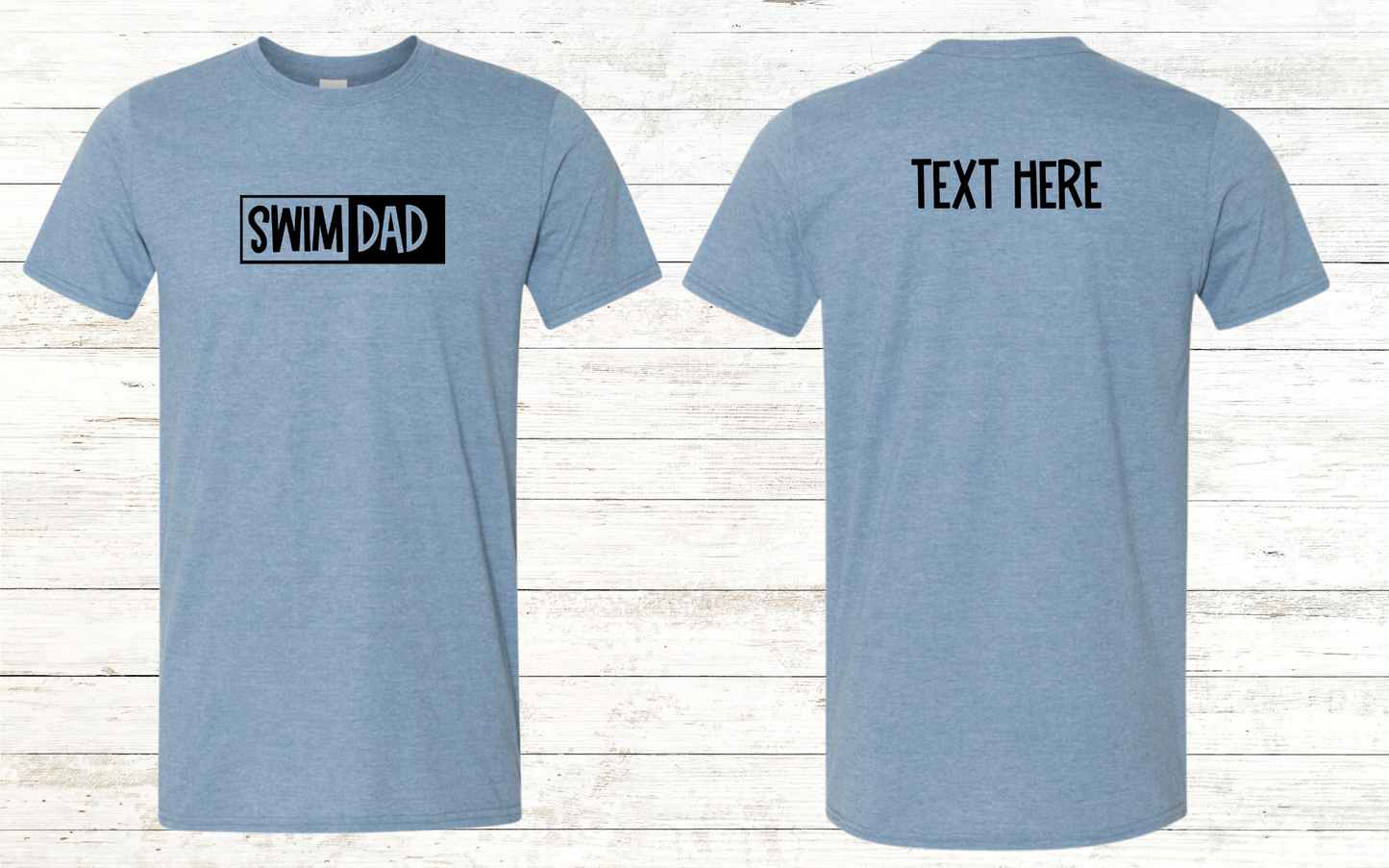 Swim Dad - Black Text - Adult Crewneck Tee