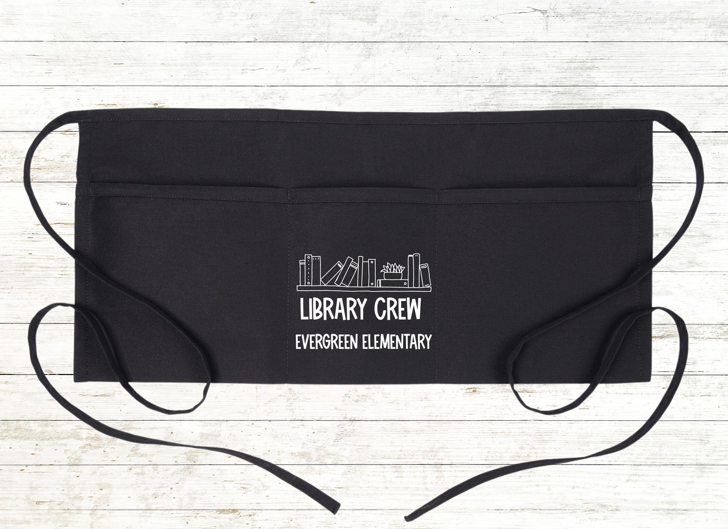Personalized Teacher / School Apron with pockets: Library Crew