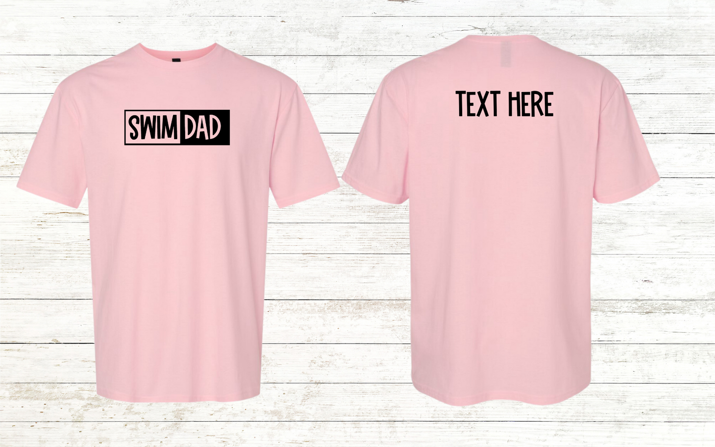 Swim Dad - Black Text - Adult Crewneck Tee