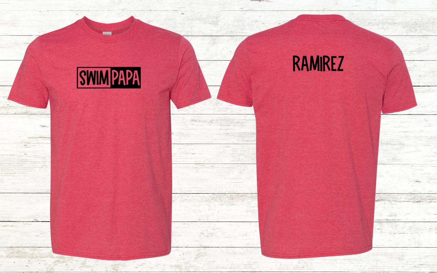 Swim Papa - Black Text - Adult Crewneck Tee