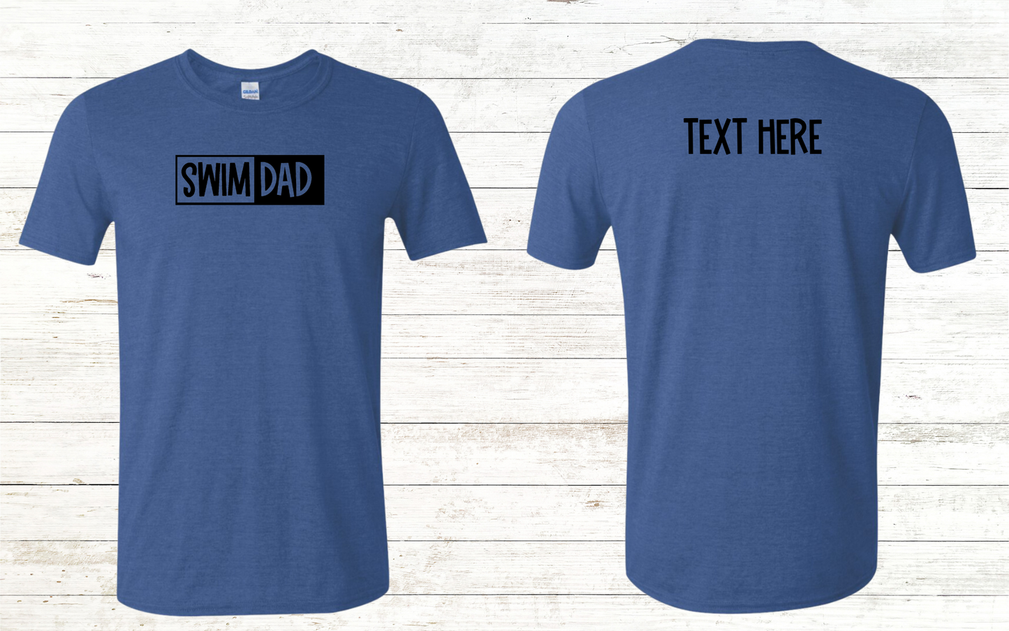 Swim Dad - Black Text - Adult Crewneck Tee