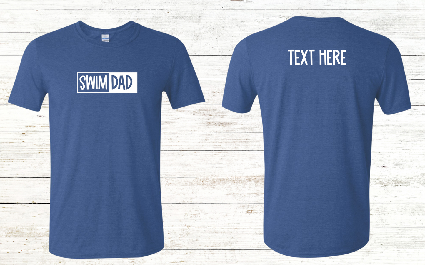 Swim Dad - White Text - Adult Crewneck Tee