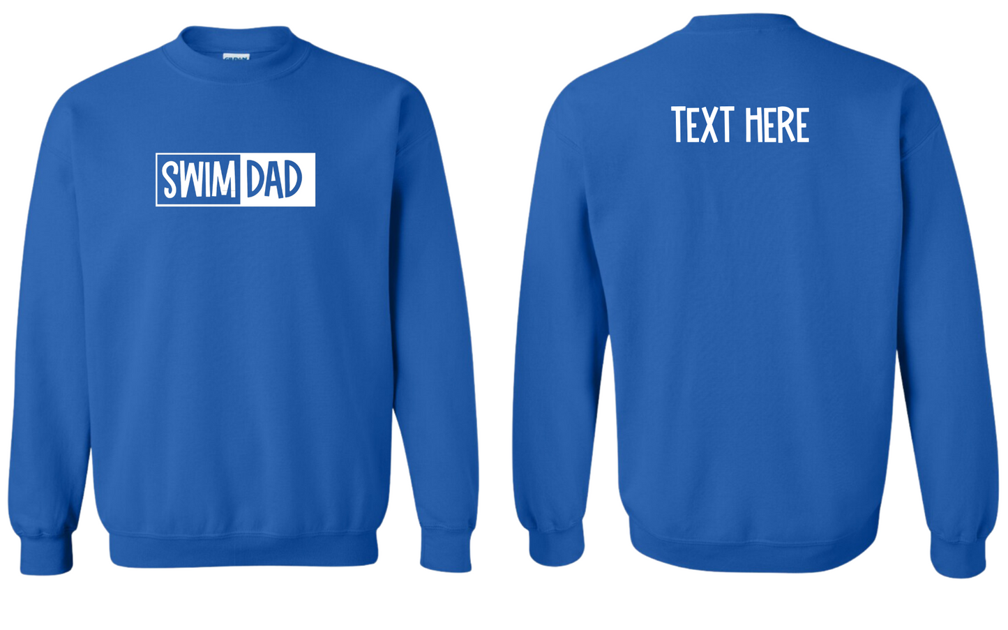 Swim Dad - White Text - Adult Sweatshirt - Personalized on back