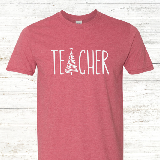 Teacher Christmas Tree -  Adult Crewneck Tee