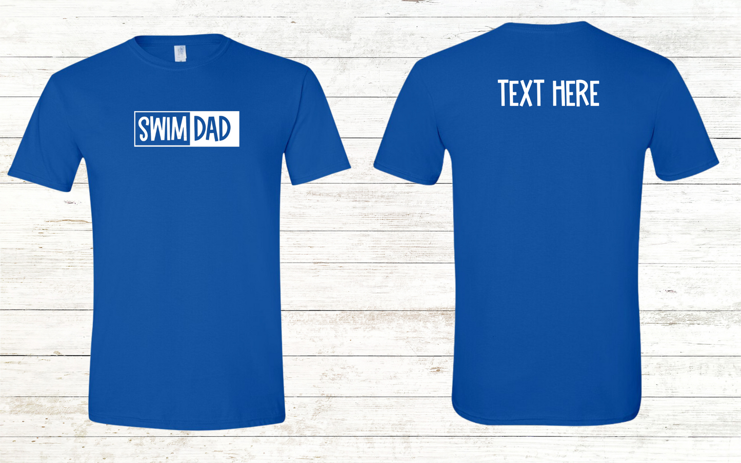 Swim Dad - White Text - Adult Crewneck Tee