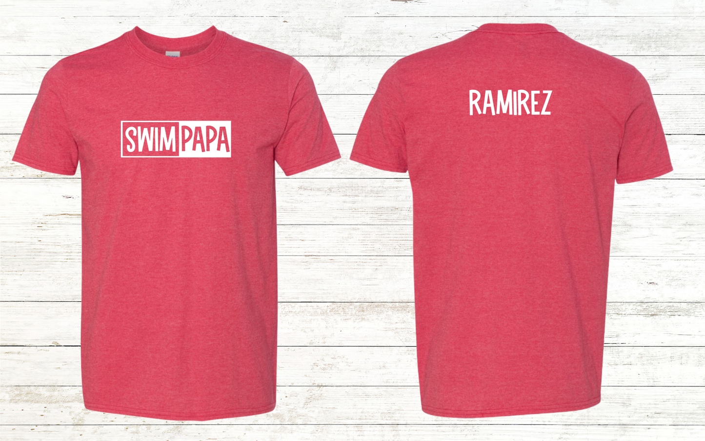 Swim Papa - White Text - Adult Crewneck Tee