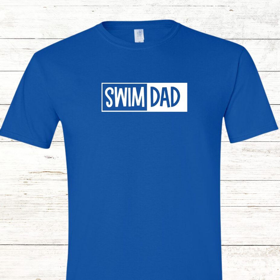 Swim Dad - White Text - Adult Crewneck Tee