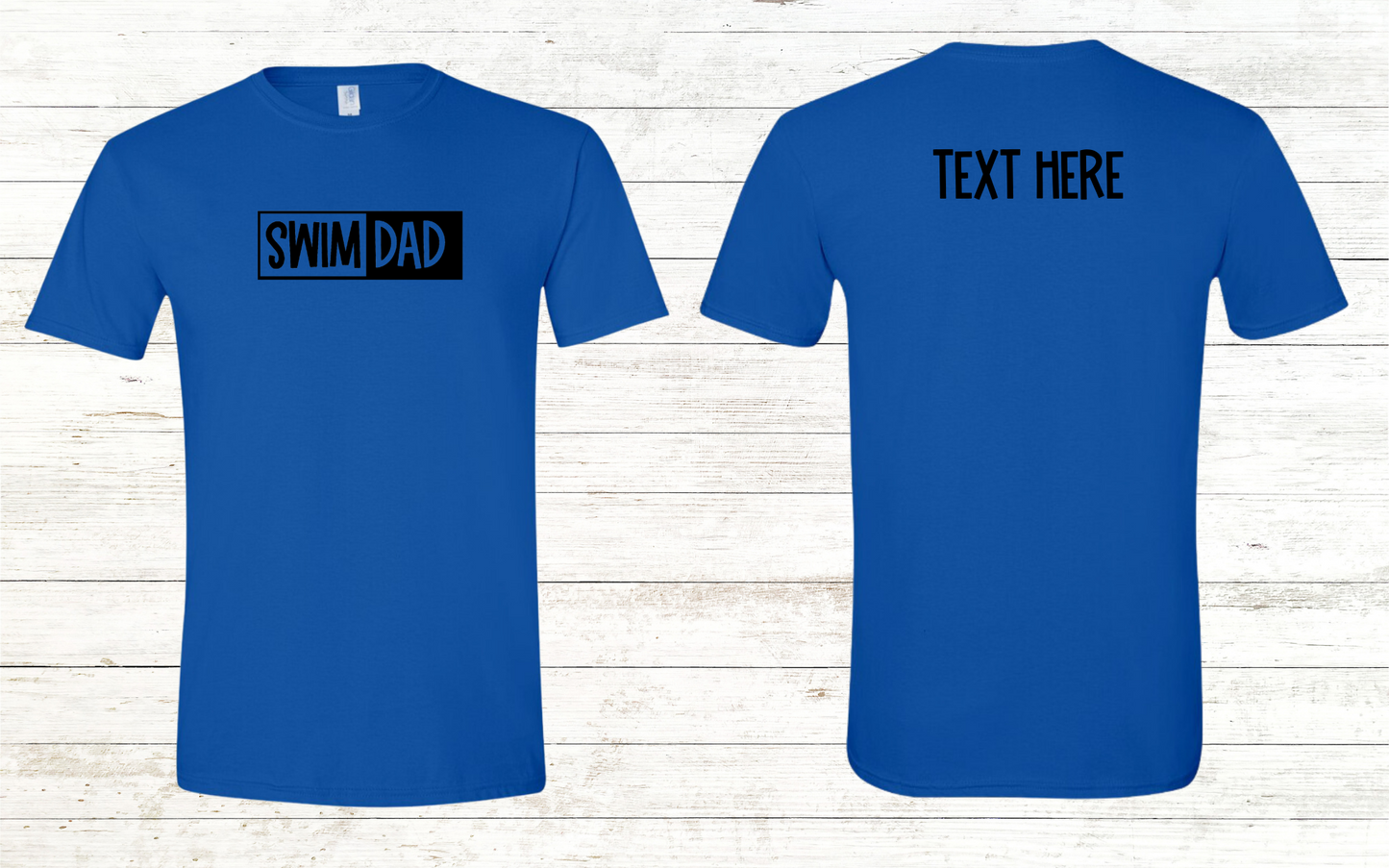 Swim Dad - Black Text - Adult Crewneck Tee
