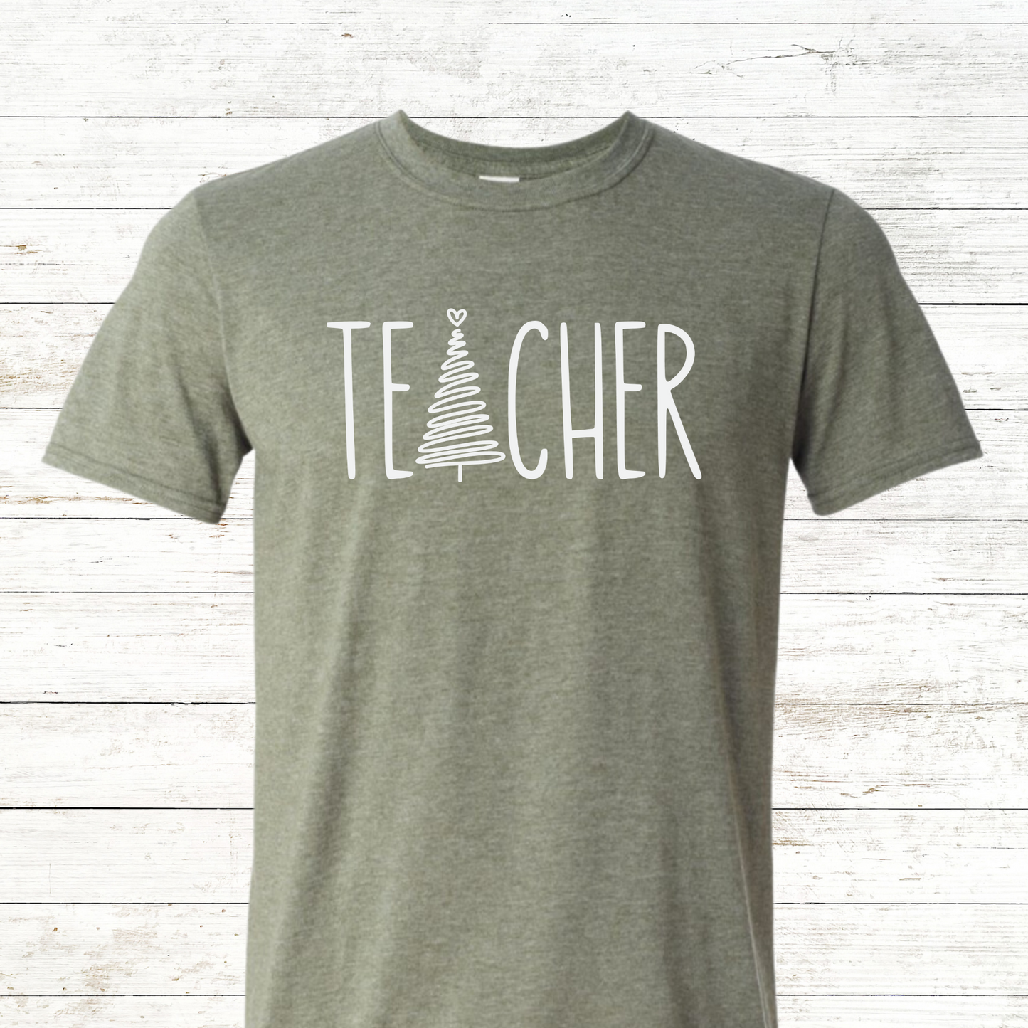 Teacher Christmas Tree - Adult Crewneck Tee