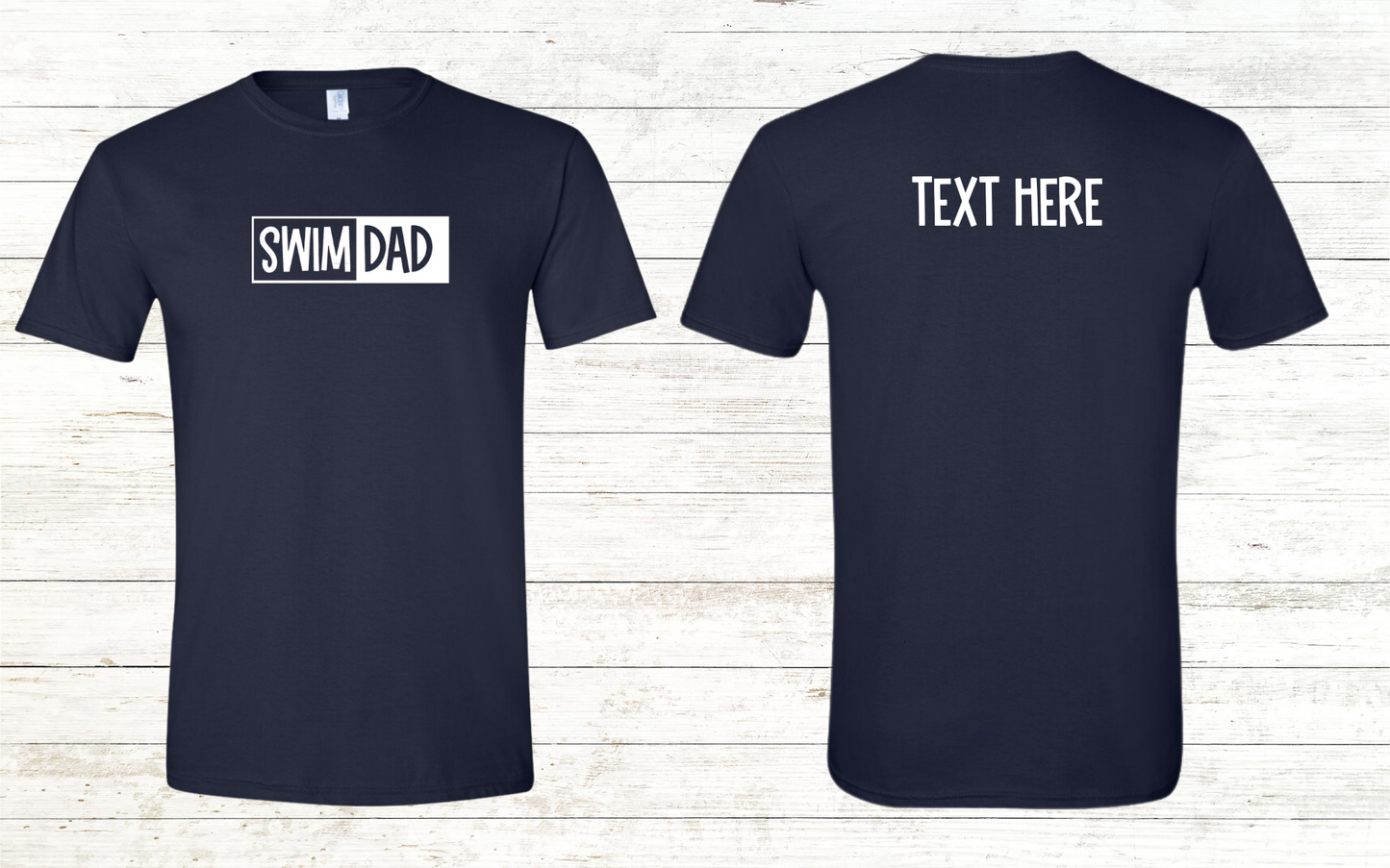 Swim Dad - White Text - Adult Crewneck Tee