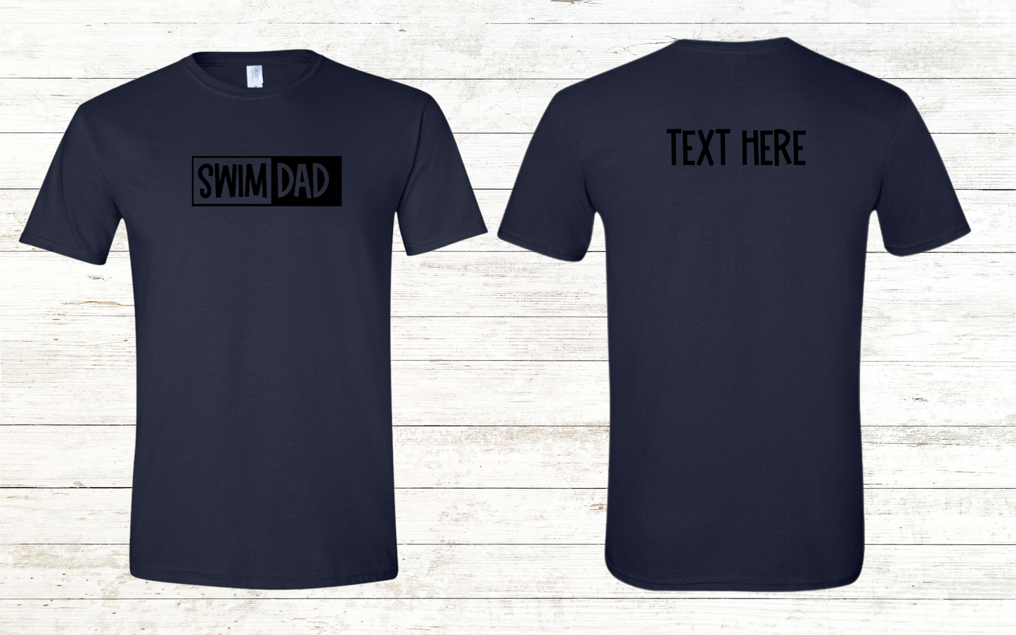 Swim Dad - Black Text - Adult Crewneck Tee