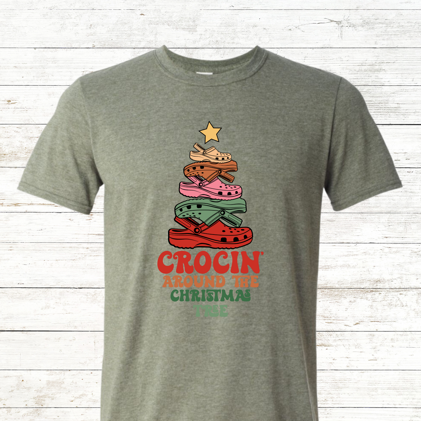 Crocin' Around the Christmas Tree- Adult Crewneck Tee