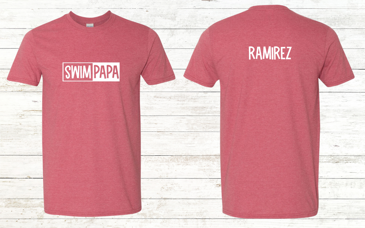 Swim Papa - White Text - Adult Crewneck Tee