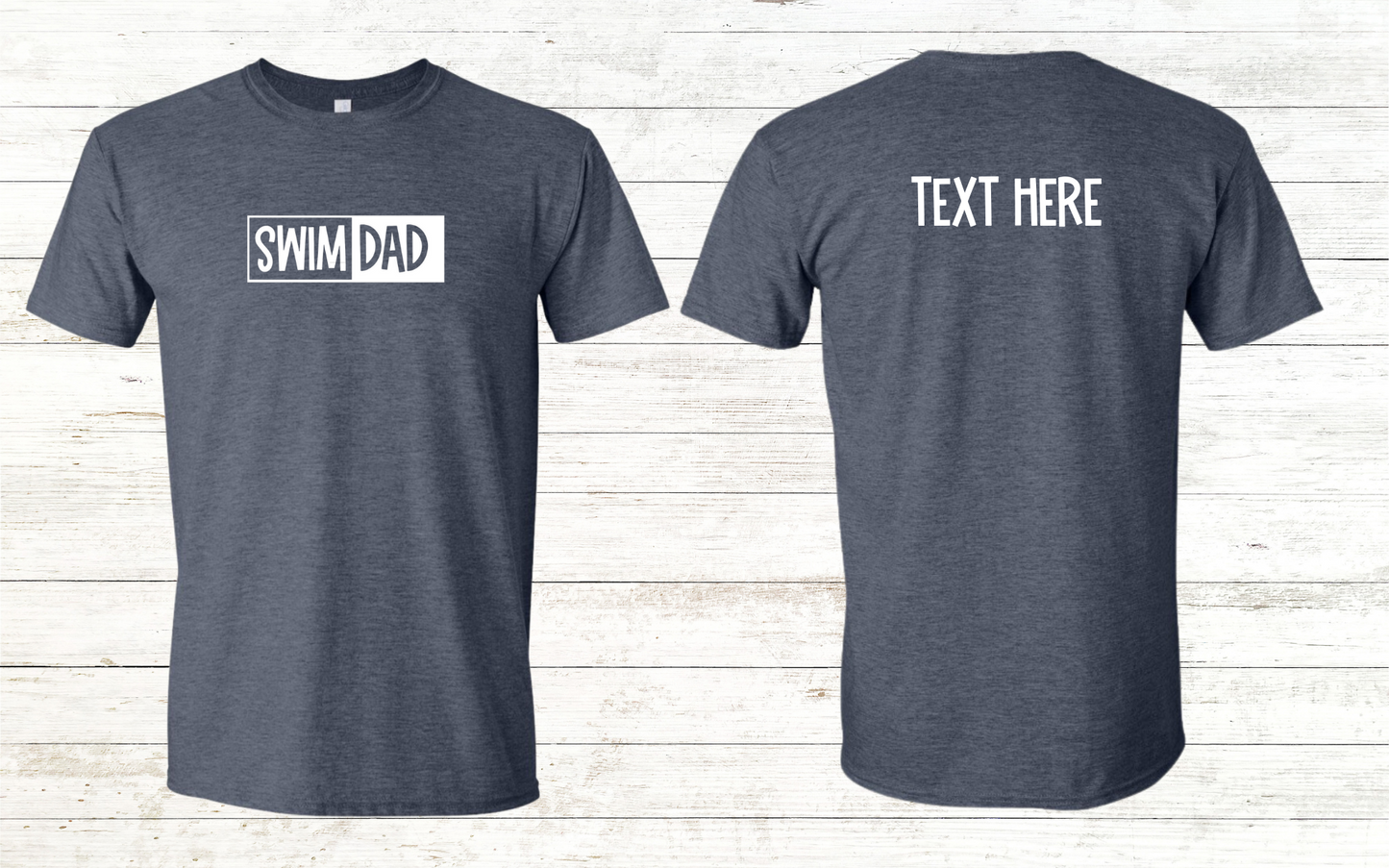 Swim Dad - White Text - Adult Crewneck Tee