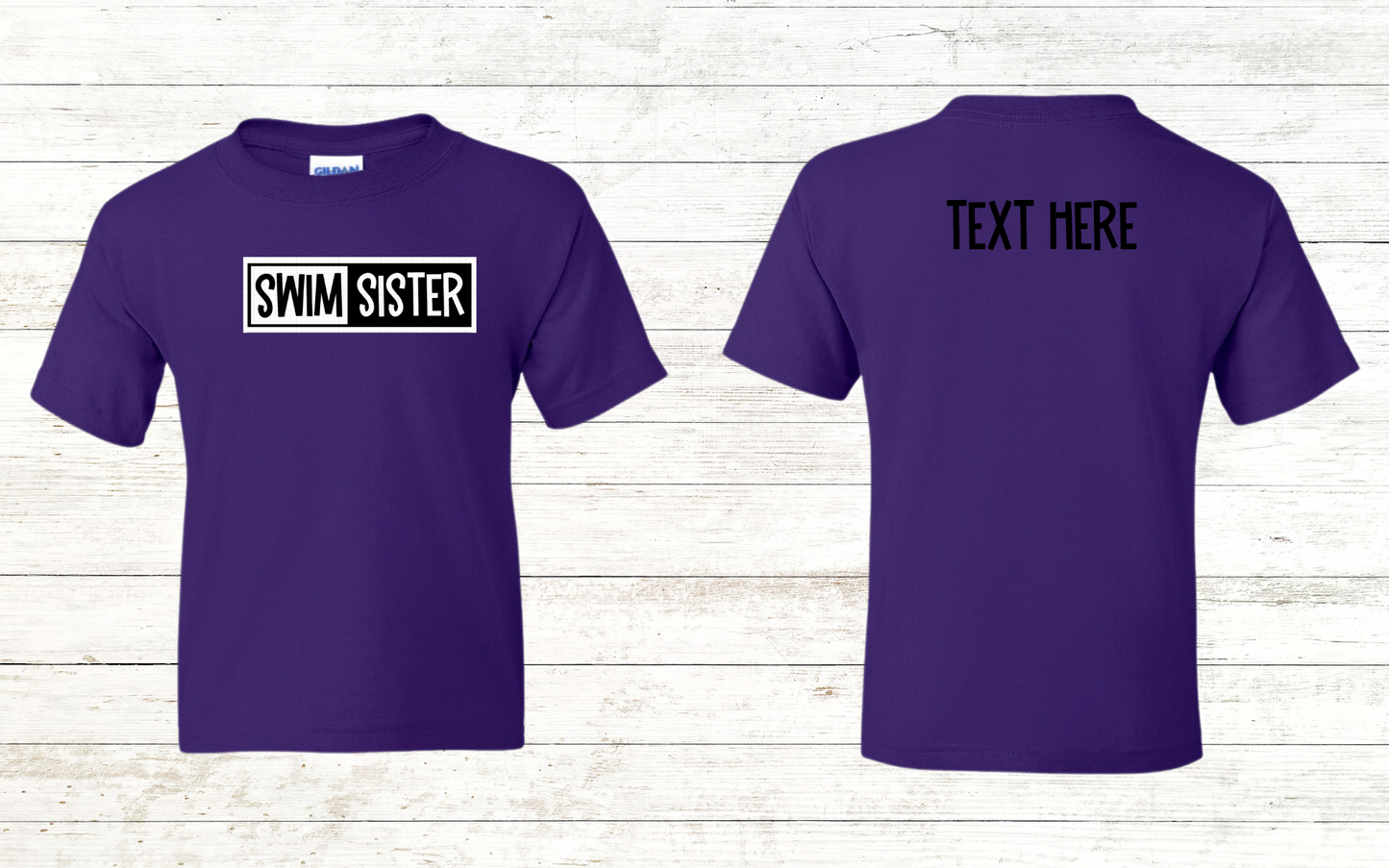 Swim Cousin Youth Shirt - Free Shipping - Back of Shirt Personalization Option: Youth Crewneck Tee