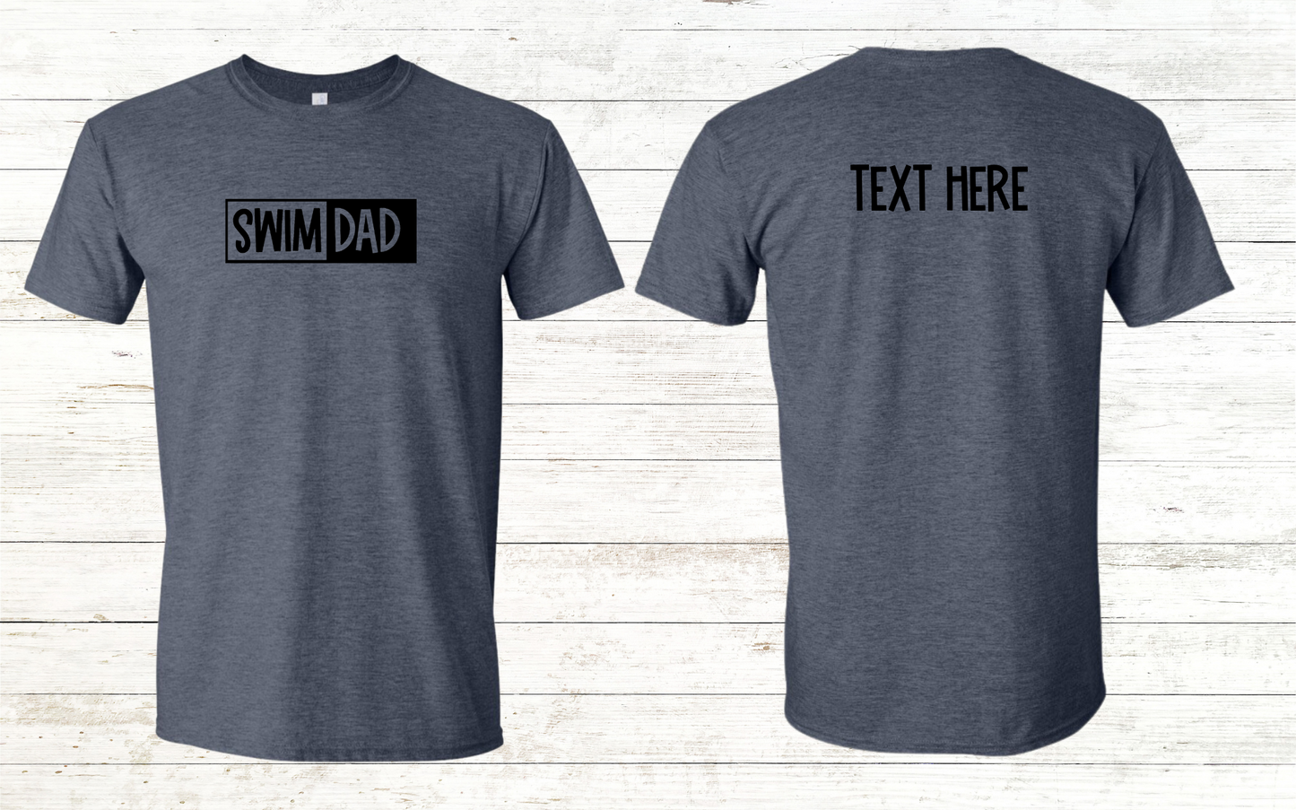 Swim Dad - Black Text - Adult Crewneck Tee