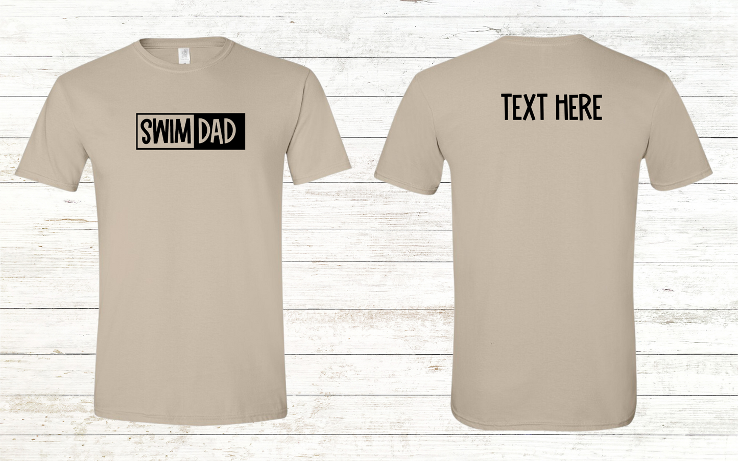 Swim Dad - Black Text - Adult Crewneck Tee