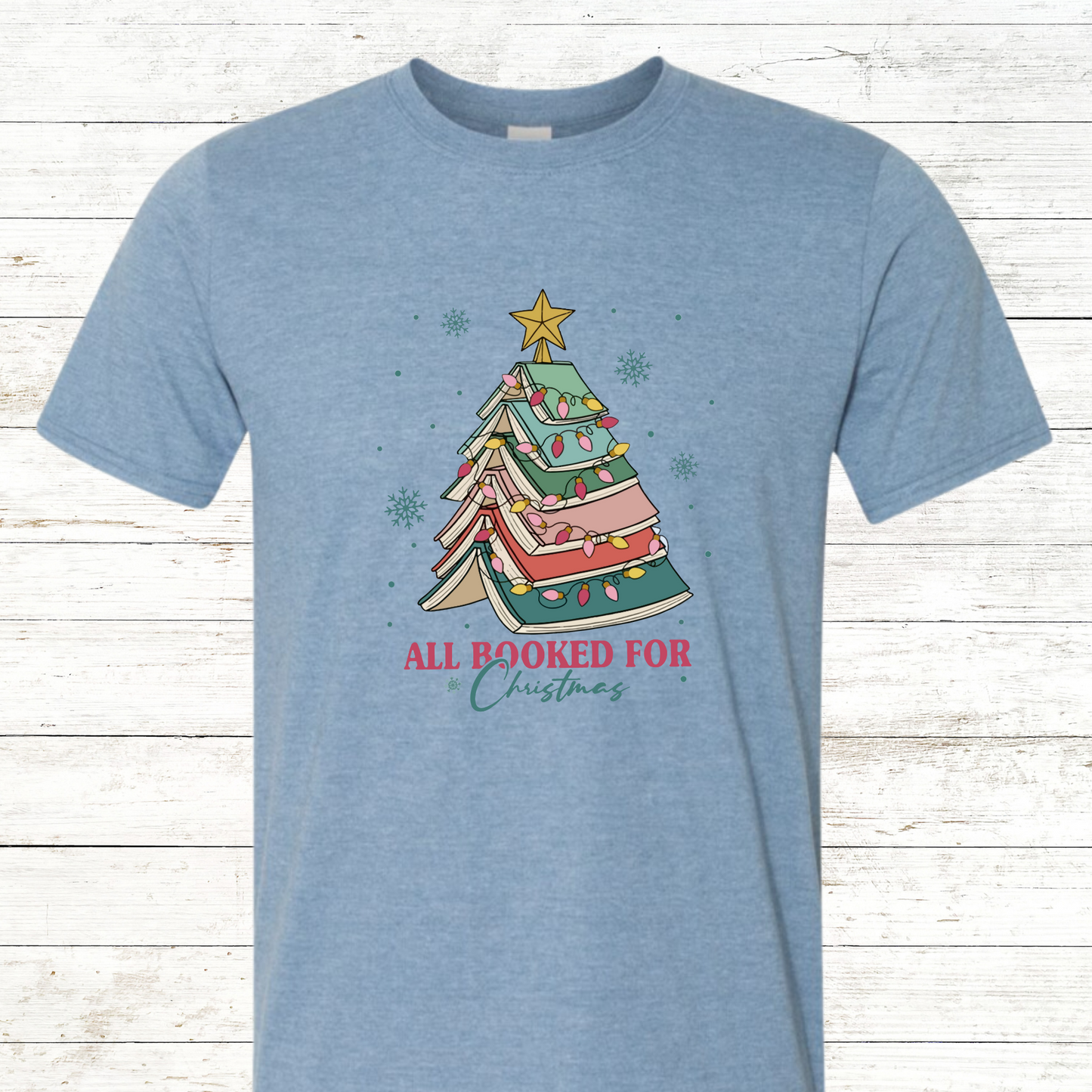 All Booked for Christmas - Adult / Teacher Crewneck Tee