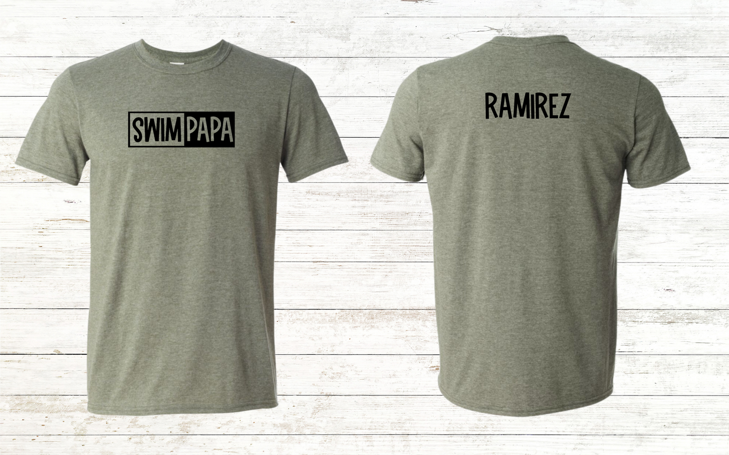 Swim Papa - Black Text - Adult Crewneck Tee