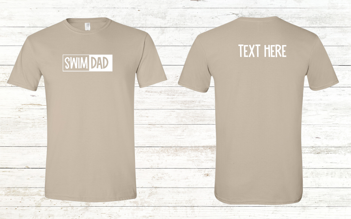 Swim Dad - White Text - Adult Crewneck Tee