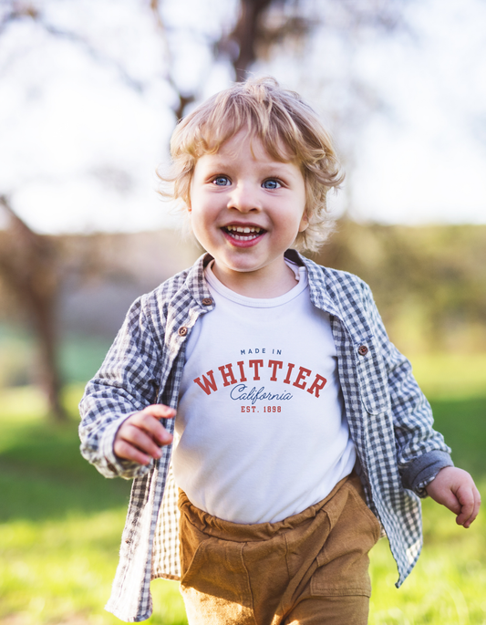 "Made in Whittier" shirt available for a limited-time neighborhood special at just $15! Available in youth and adult sizes, with next-day pickup in Whittier. Show off local pride with this stylish, affordable shirt.