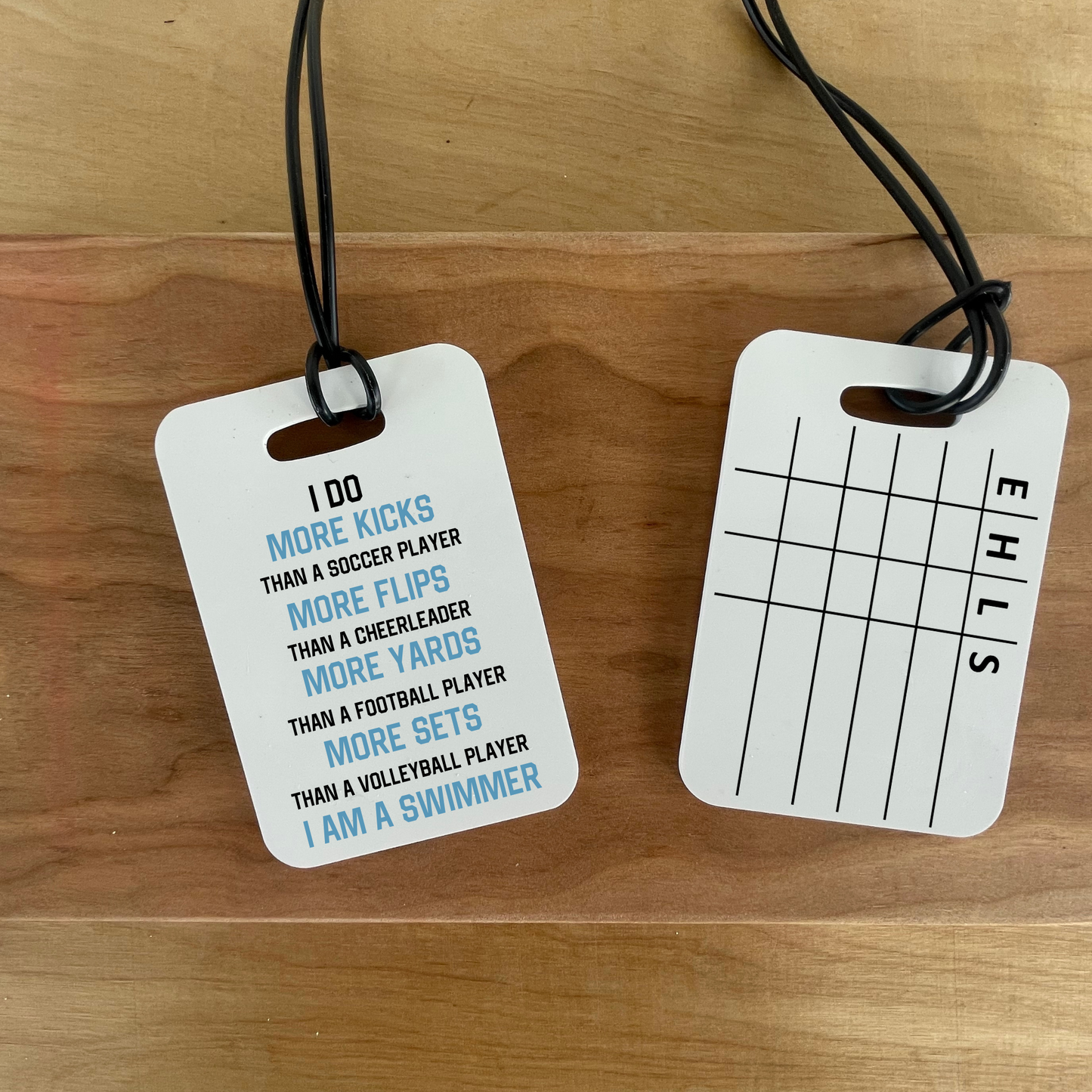 Reusable swim meet heat tag: I am a swimmer
