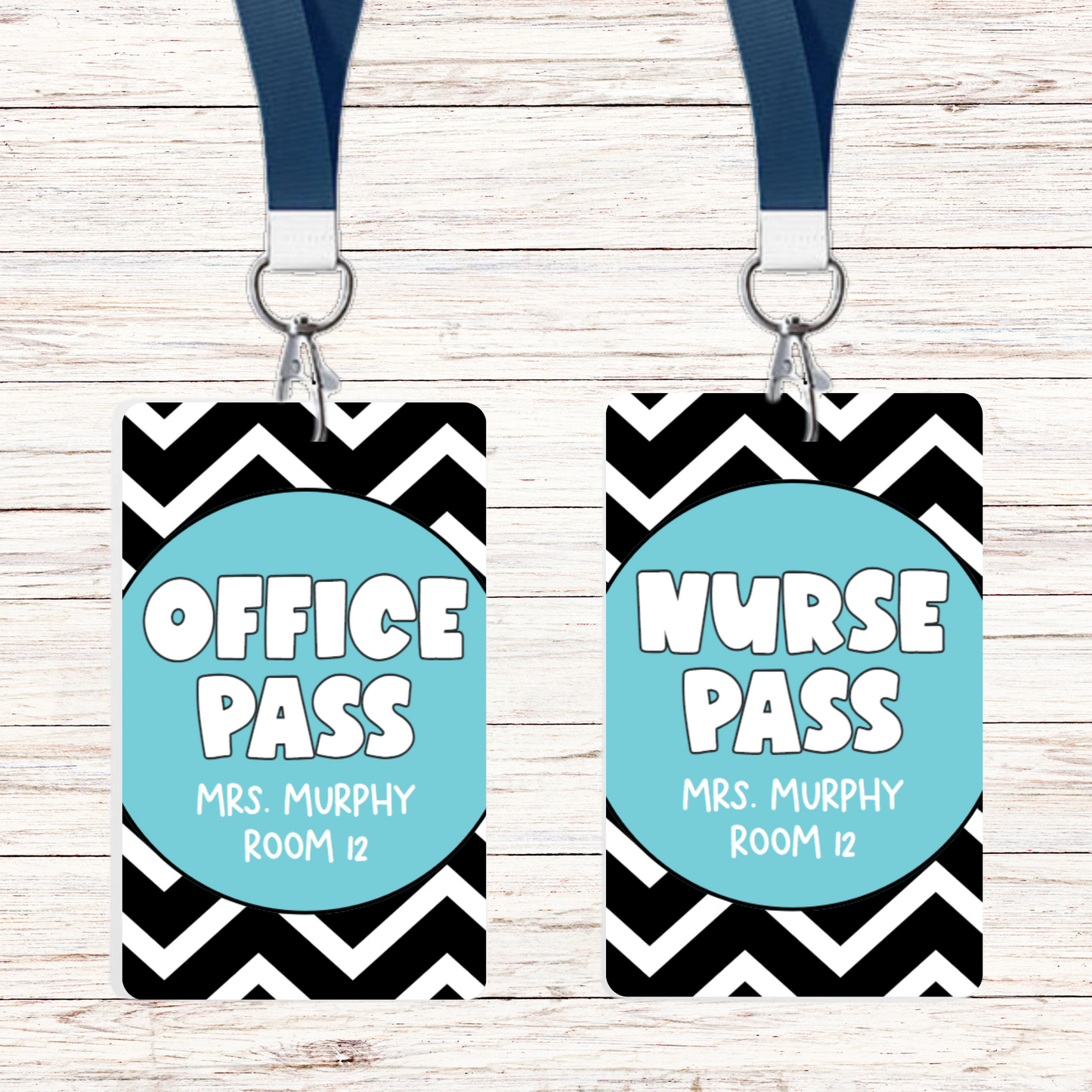 Black Chevron Theme Classroom Hall Passes - 8 pack