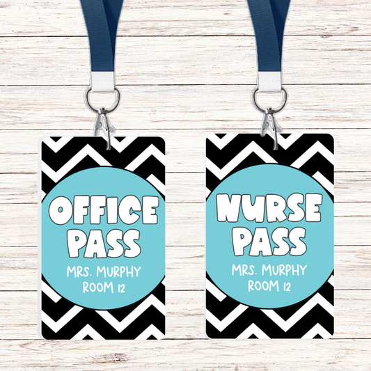 Black Chevron Theme Classroom Hall Passes - 8 pack