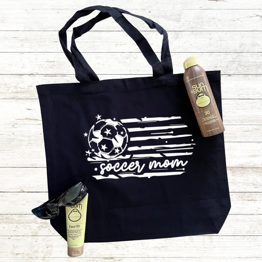 American Flag Soccer Tote Bag with Back Personalization Option