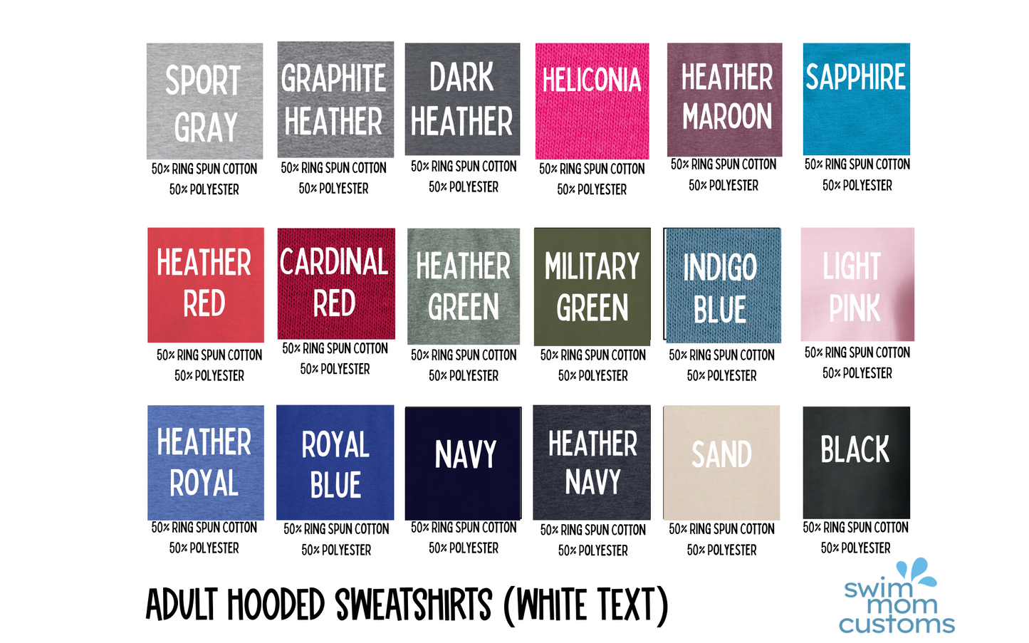 Swim Dad - White Text - Adult Hooded Sweatshirt - Personalized on back