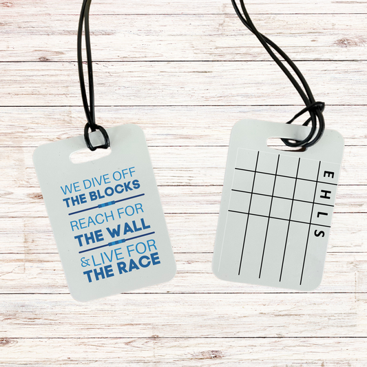 Reusable swim meet heat tag: Live for the Race