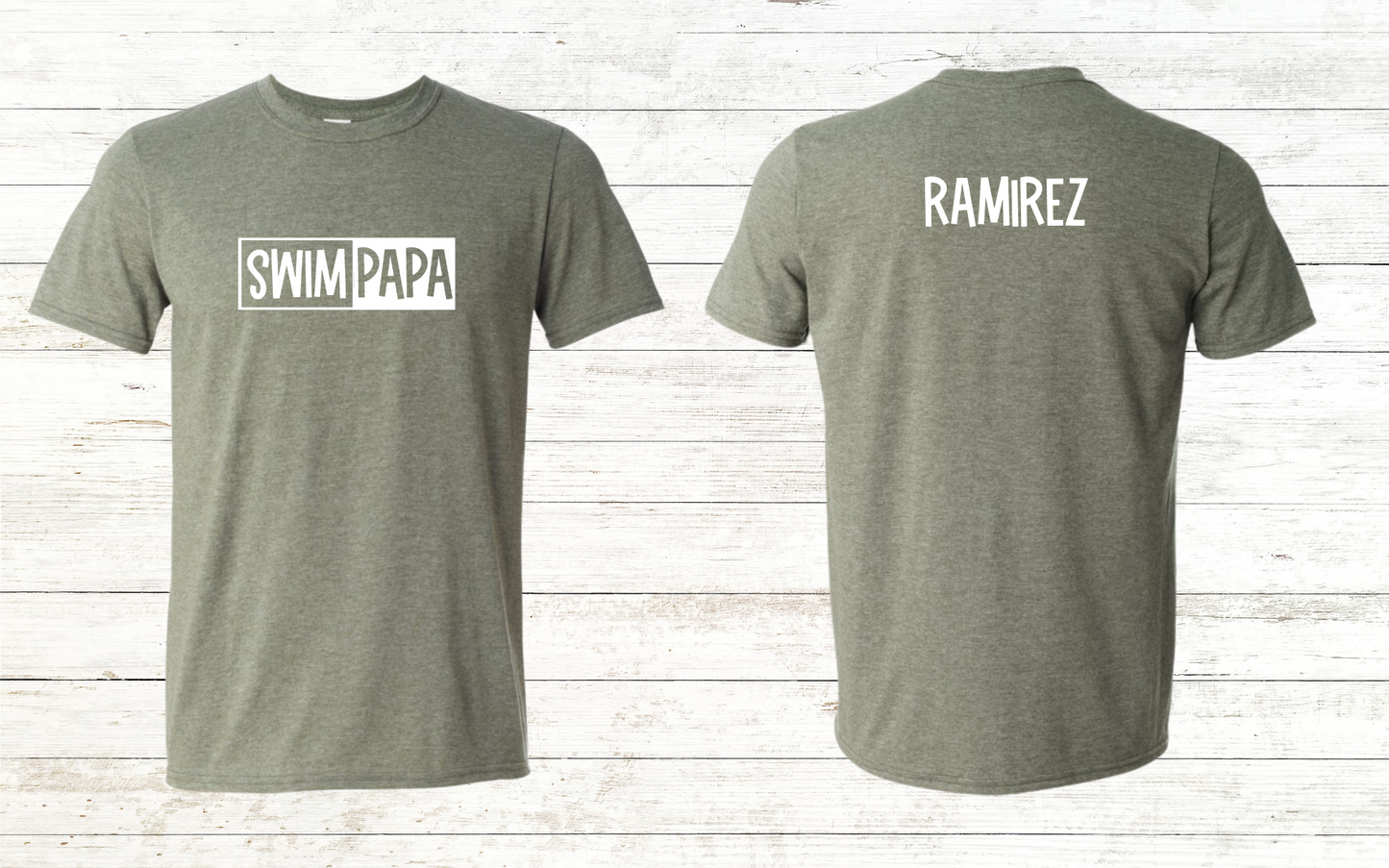 Swim Papa - White Text - Adult Crewneck Tee