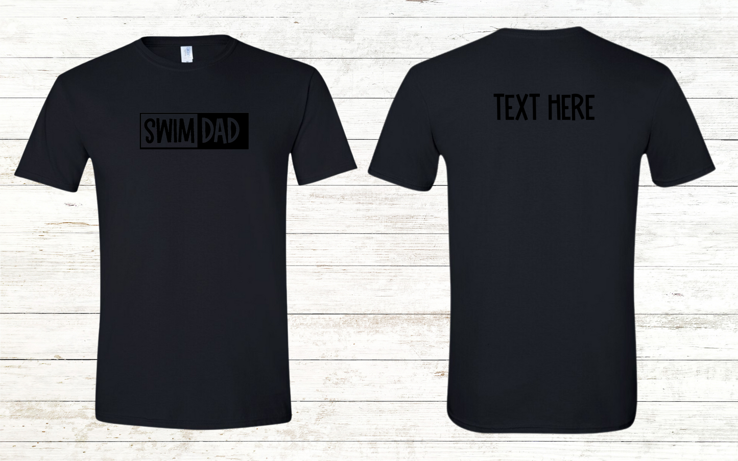 Swim Dad - Black Text - Adult Crewneck Tee