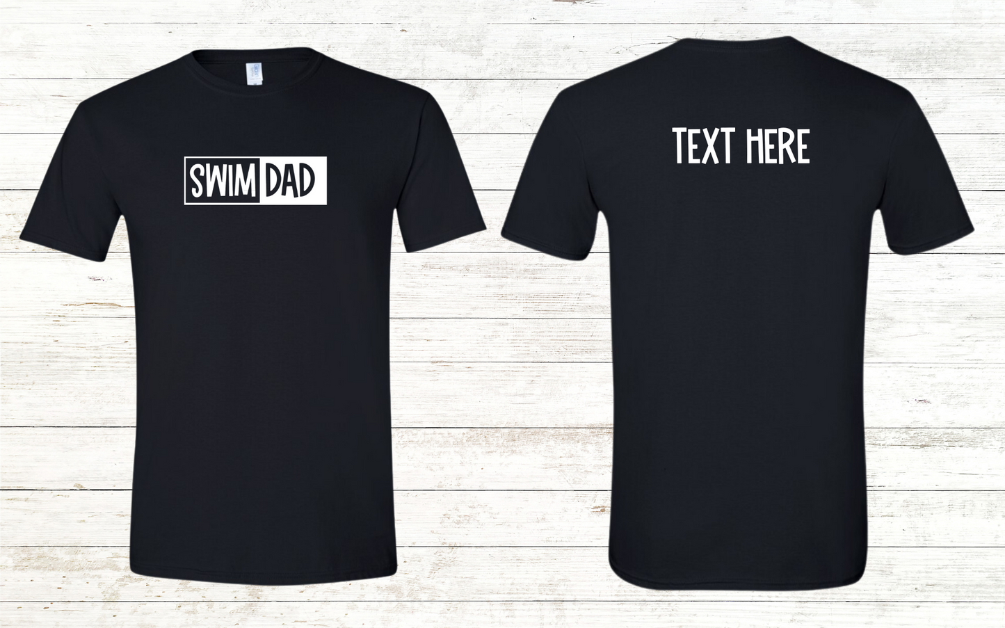 Swim Dad - White Text - Adult Crewneck Tee