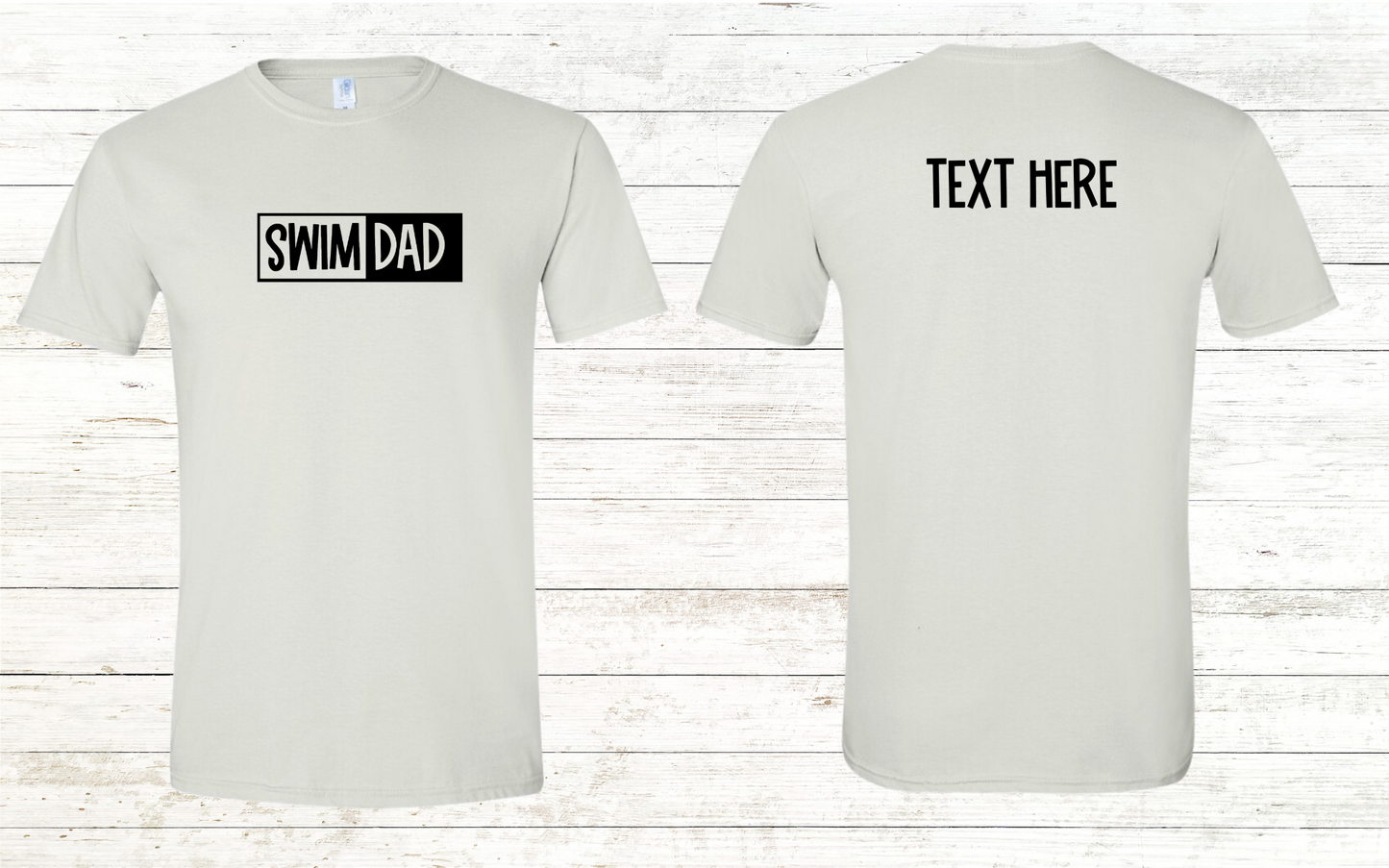 Swim Dad - Black Text - Adult Crewneck Tee