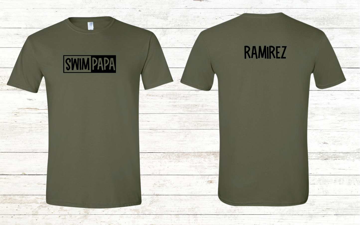 Swim Papa - Black Text - Adult Crewneck Tee