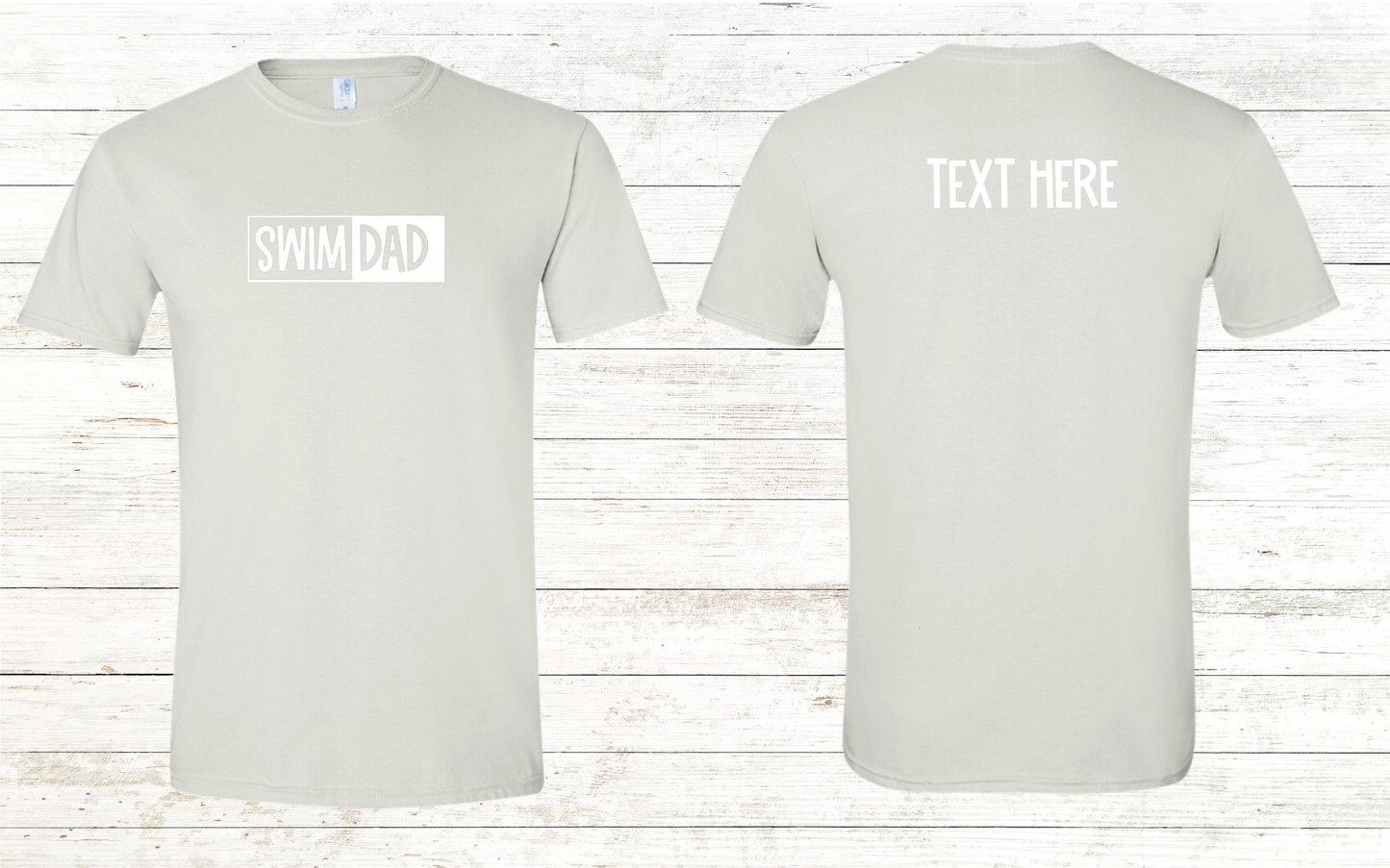 Swim Dad - White Text - Adult Crewneck Tee