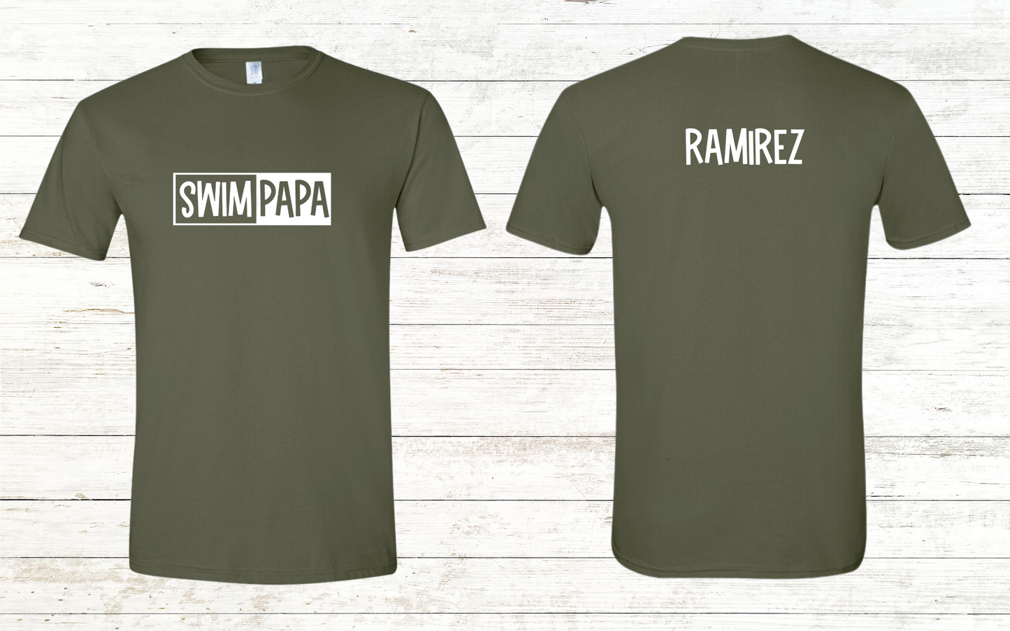 Swim Papa - White Text - Adult Crewneck Tee